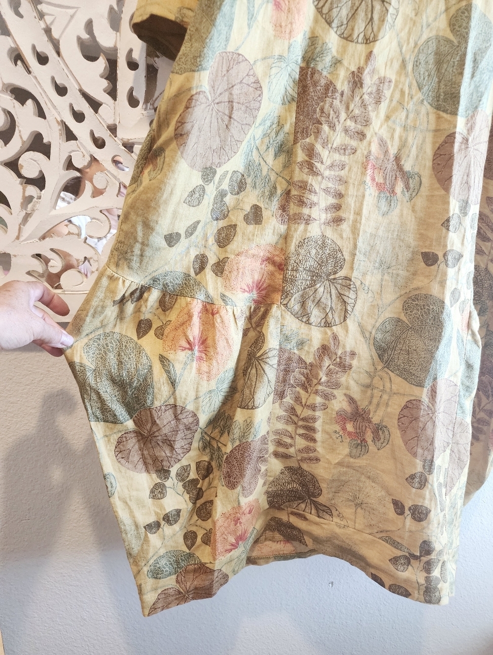GMB DRESS FLORAL PRINT EARTHLY TONES SIDE PACKAGES BACK ZIPPER Size Large - Picture 9 of 13